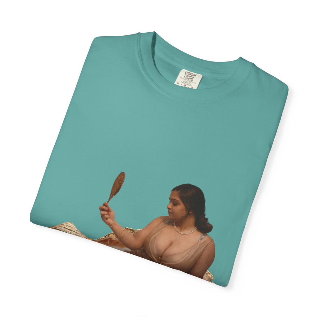 Venus Mirror T-Shirt — Nude Goddess Art Tee with 'Love, [Signature]' Back Print