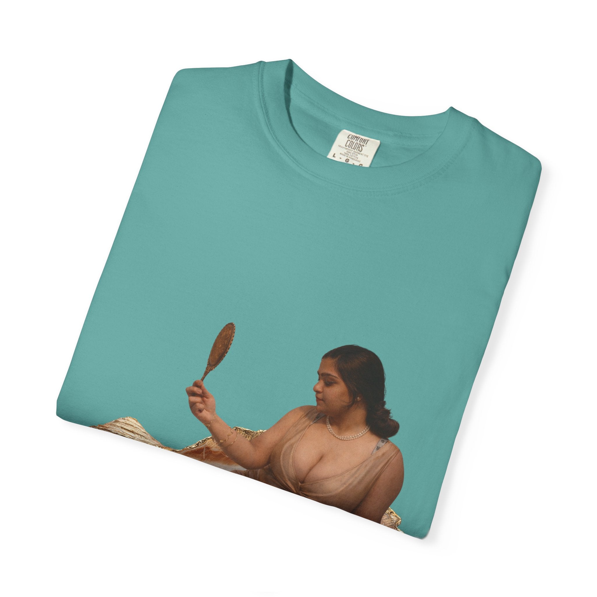 Venus Mirror T-Shirt — Nude Goddess Art Tee with 'Love, [Signature]' Back Print