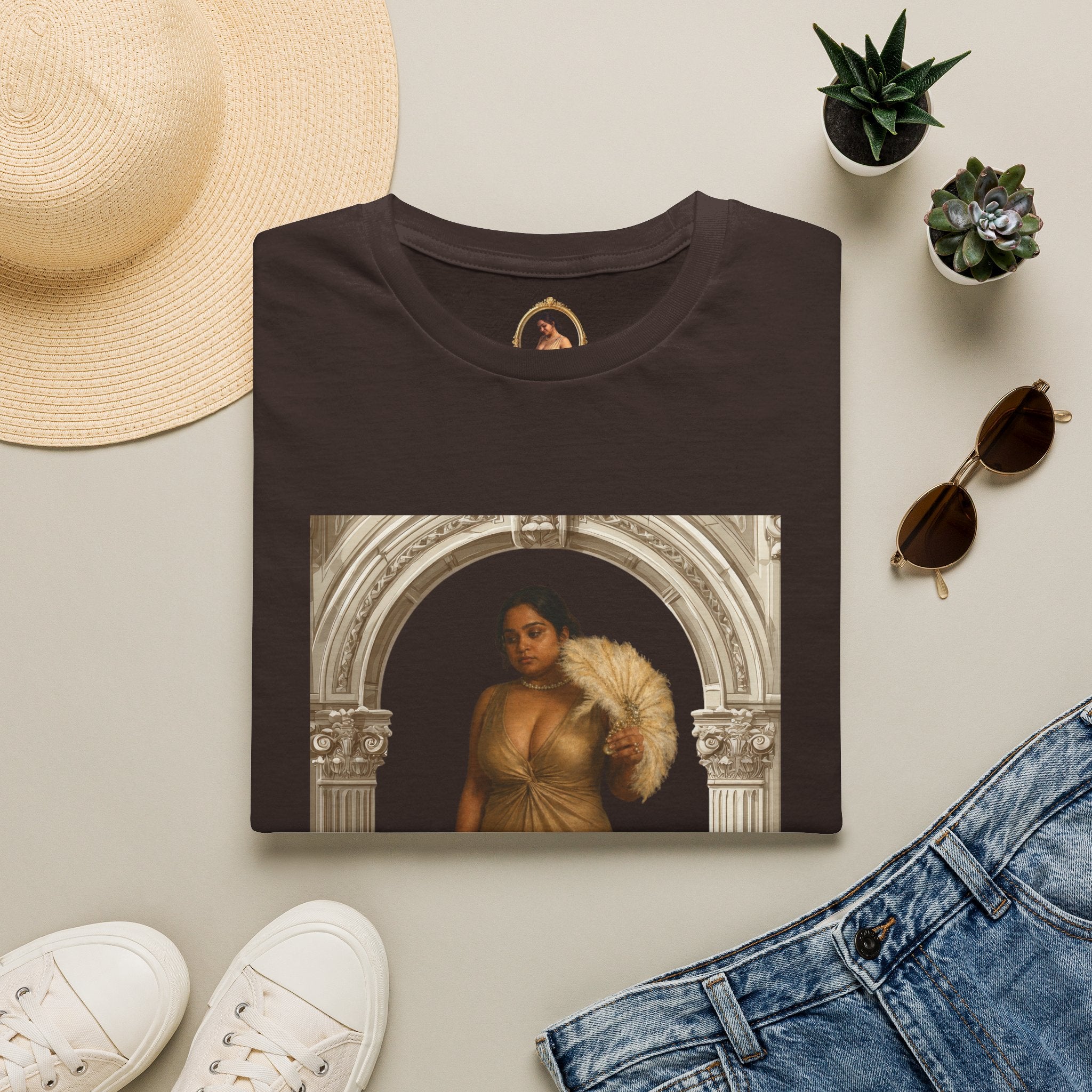 Vintage Arch Portrait T-Shirt — Elegant Woman Art Print