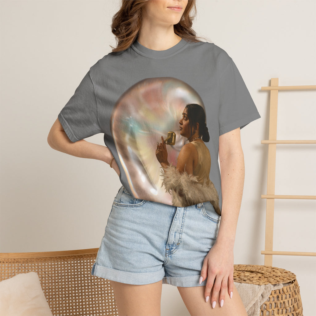 T‑Shirt — Retro Glam Woman with Iridescent Bubble | 'We Will Become' Graphic Tee