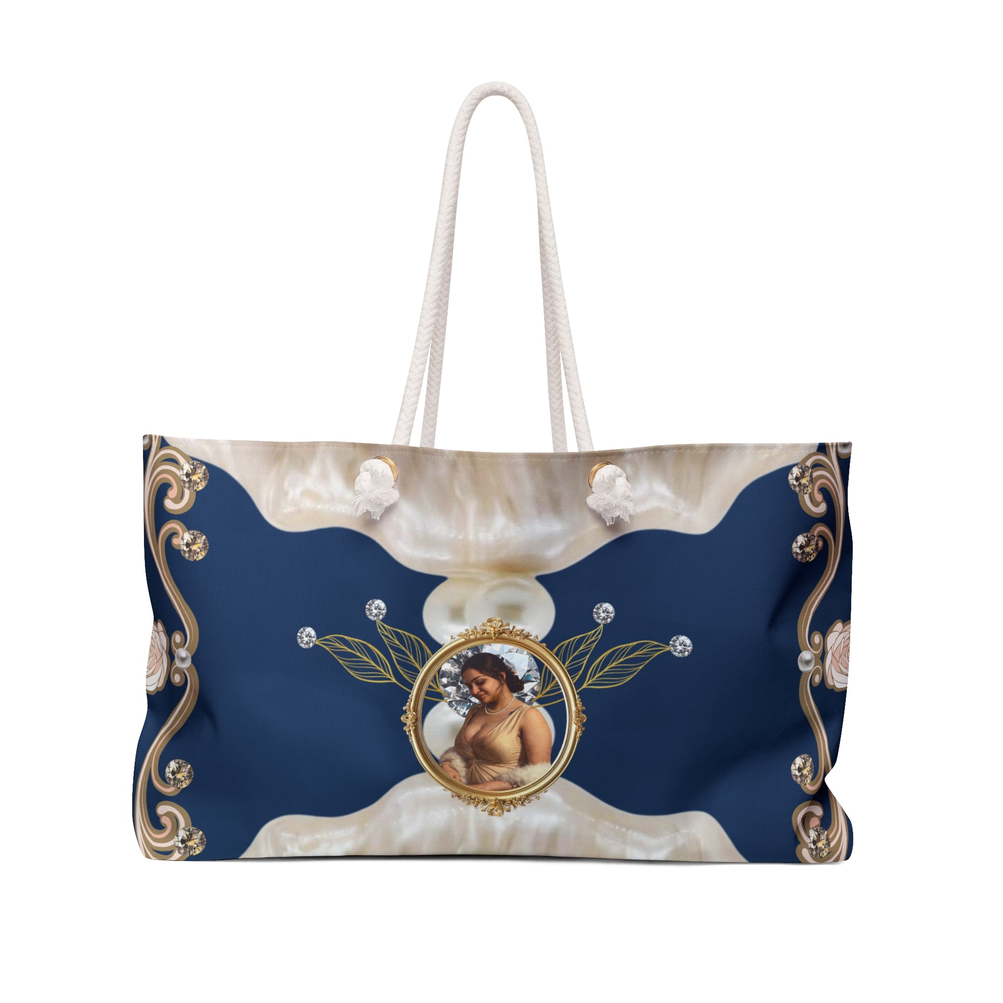 Baroque Portrait Weekender Bag — Vintage Navy Travel Tote