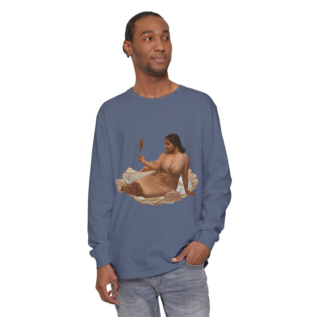 Long Sleeve T-Shirt — “Love, Dua Lipa” Shell Goddess Graphic