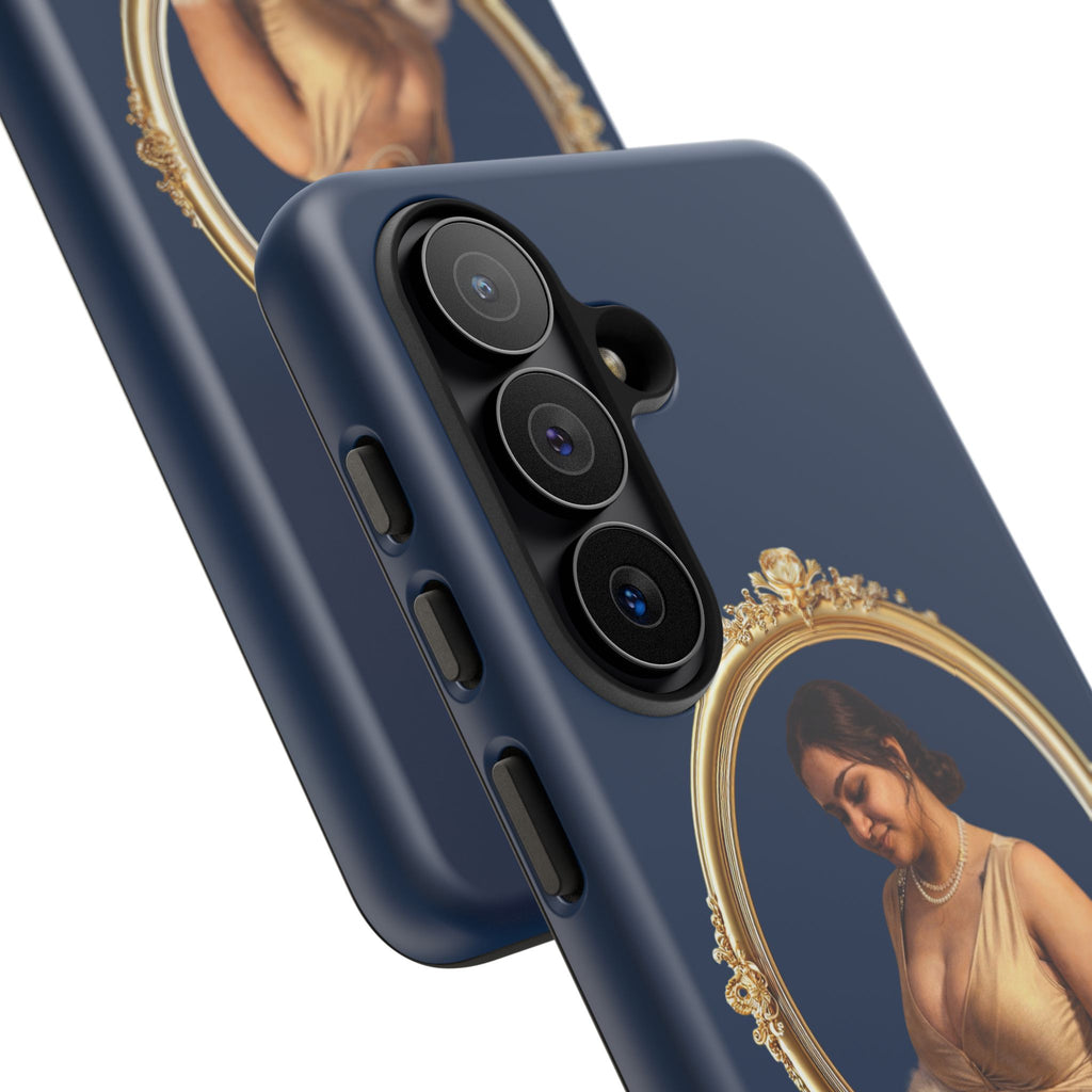 Vintage Portrait Phone Case — Elegant Gold Frame on Navy