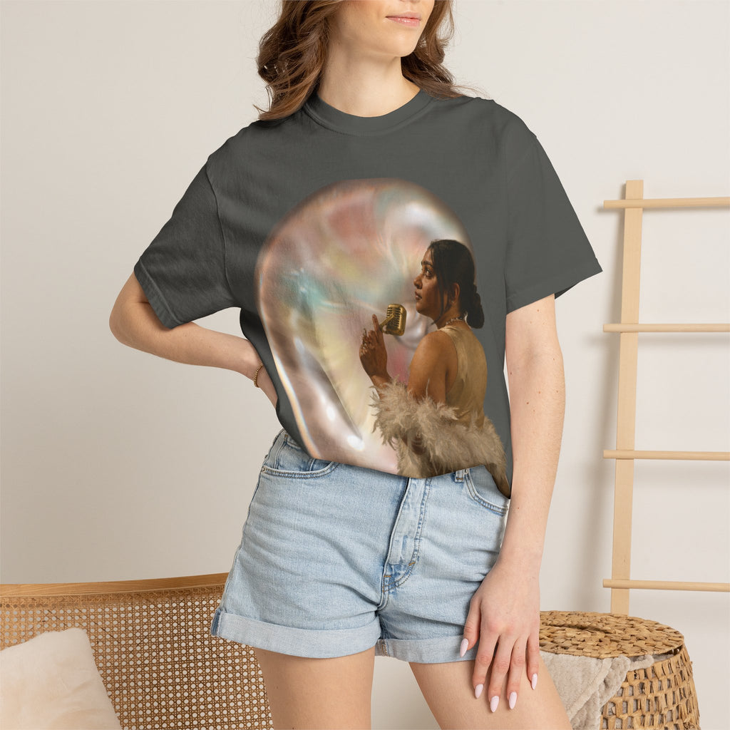 T‑Shirt — Retro Glam Woman with Iridescent Bubble | 'We Will Become' Graphic Tee