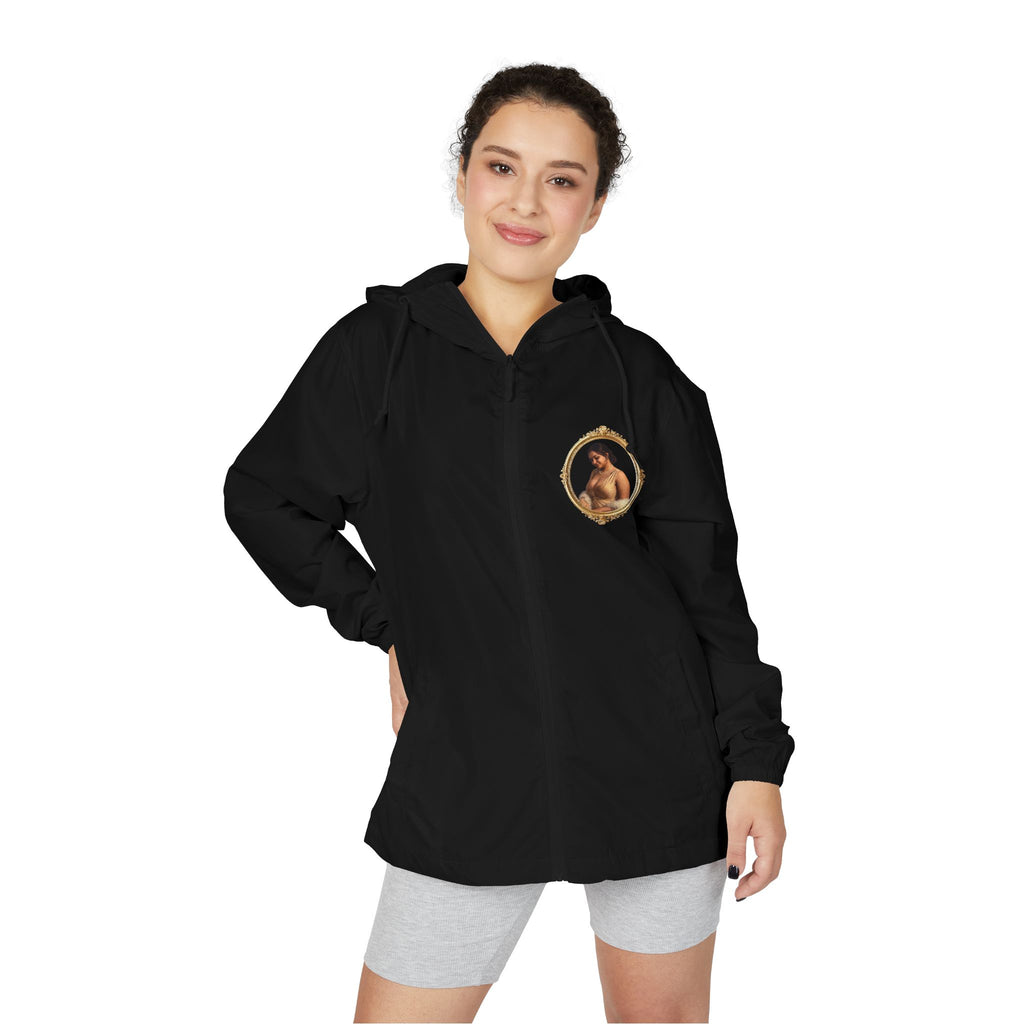 Portrait Frame Windbreaker Jacket — Vintage Painted Woman Print