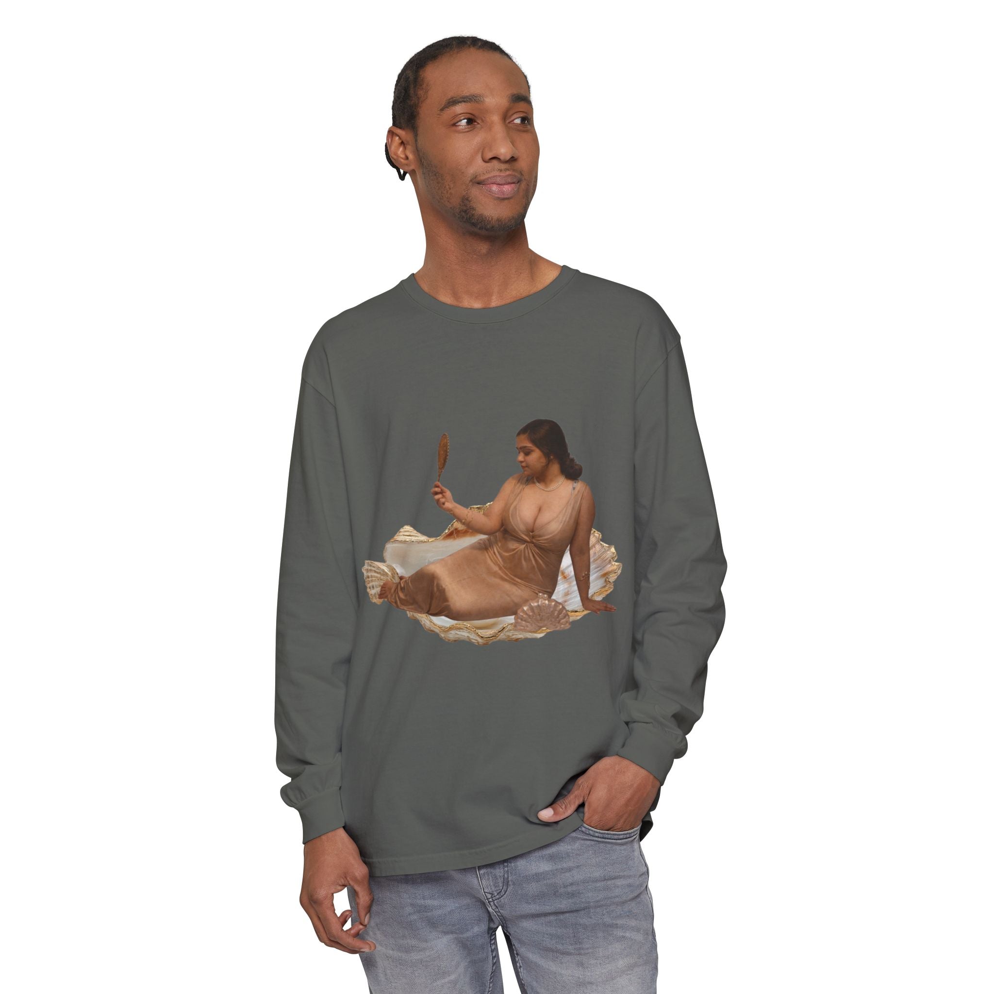 Long Sleeve T-Shirt — “Love, Dua Lipa” Shell Goddess Graphic