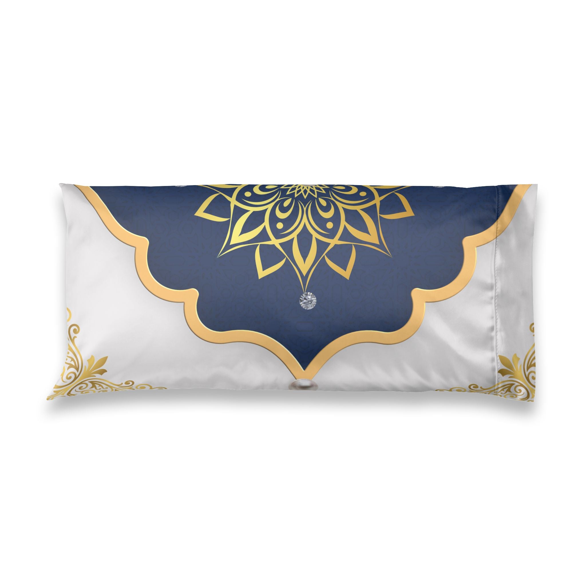 Satin Pillowcase - Navy & Gold Mandala Body Pillowcase (Luxurious Satin, Spa & Gift)