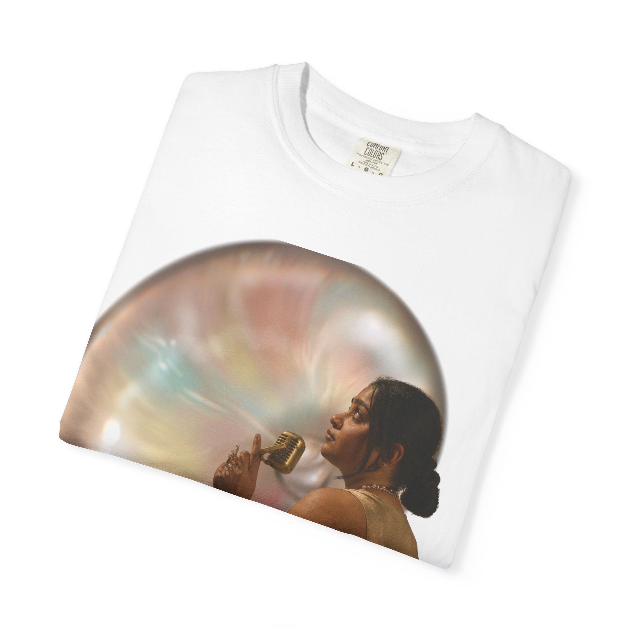 T‑Shirt — Retro Glam Woman with Iridescent Bubble | 'We Will Become' Graphic Tee