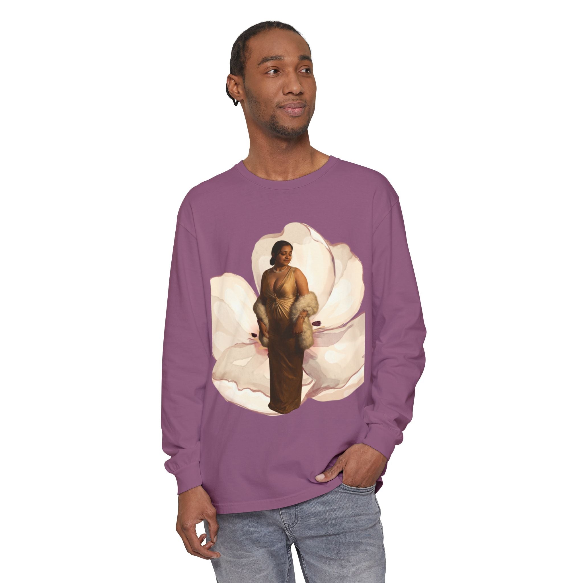 We Will Be Home Long Sleeve Tee — Floral Vintage Portrait Graphic