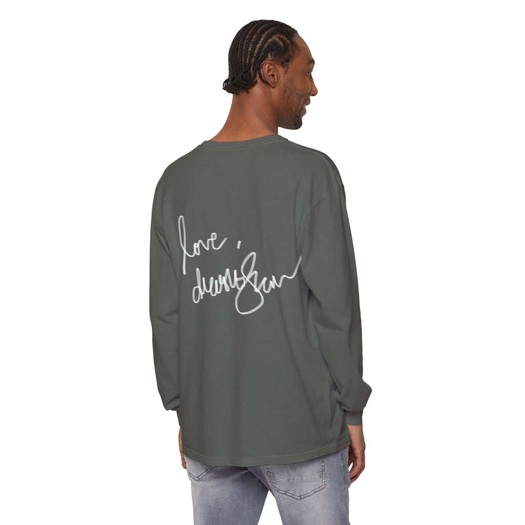 Shell Portrait Long Sleeve Tee — “We Will Be Home” Back Script