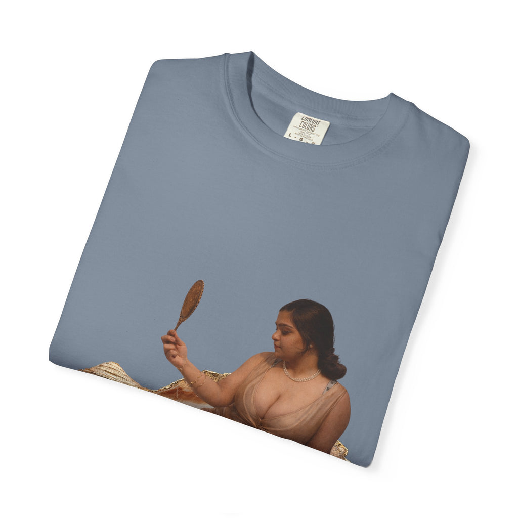 Venus Mirror T-Shirt — Nude Goddess Art Tee with 'Love, [Signature]' Back Print