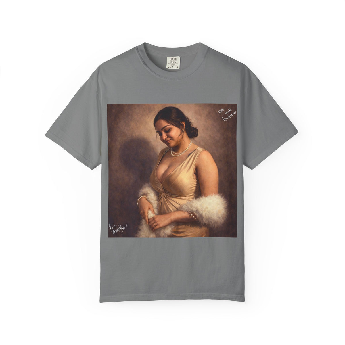 Drashti Portrait Graphic T-Shirt — Vintage Framed Lady Art Print