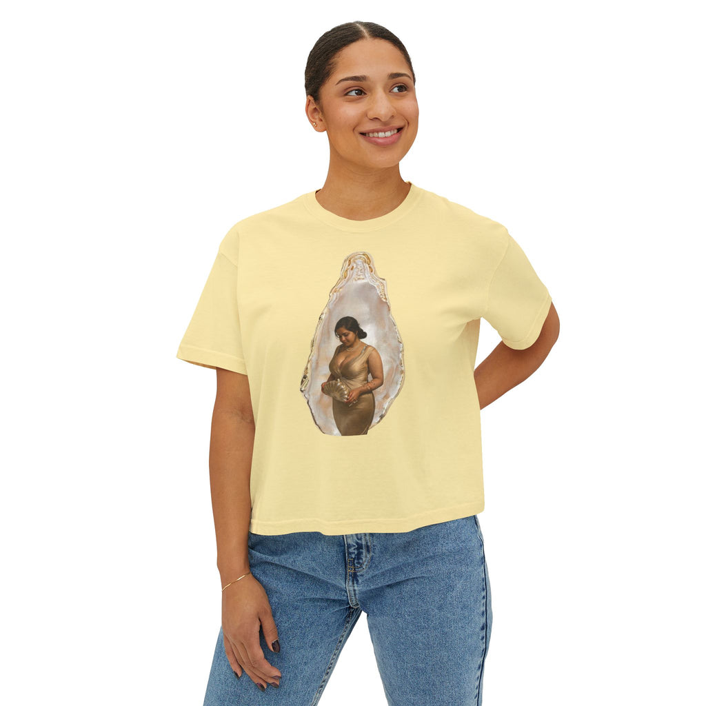 Boxy Tee — 'We Will Be Home' Vintage Angel Art Cropped T‑Shirt