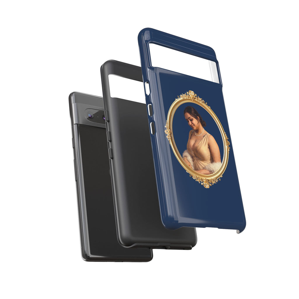 Vintage Portrait Phone Case — Elegant Gold Frame on Navy