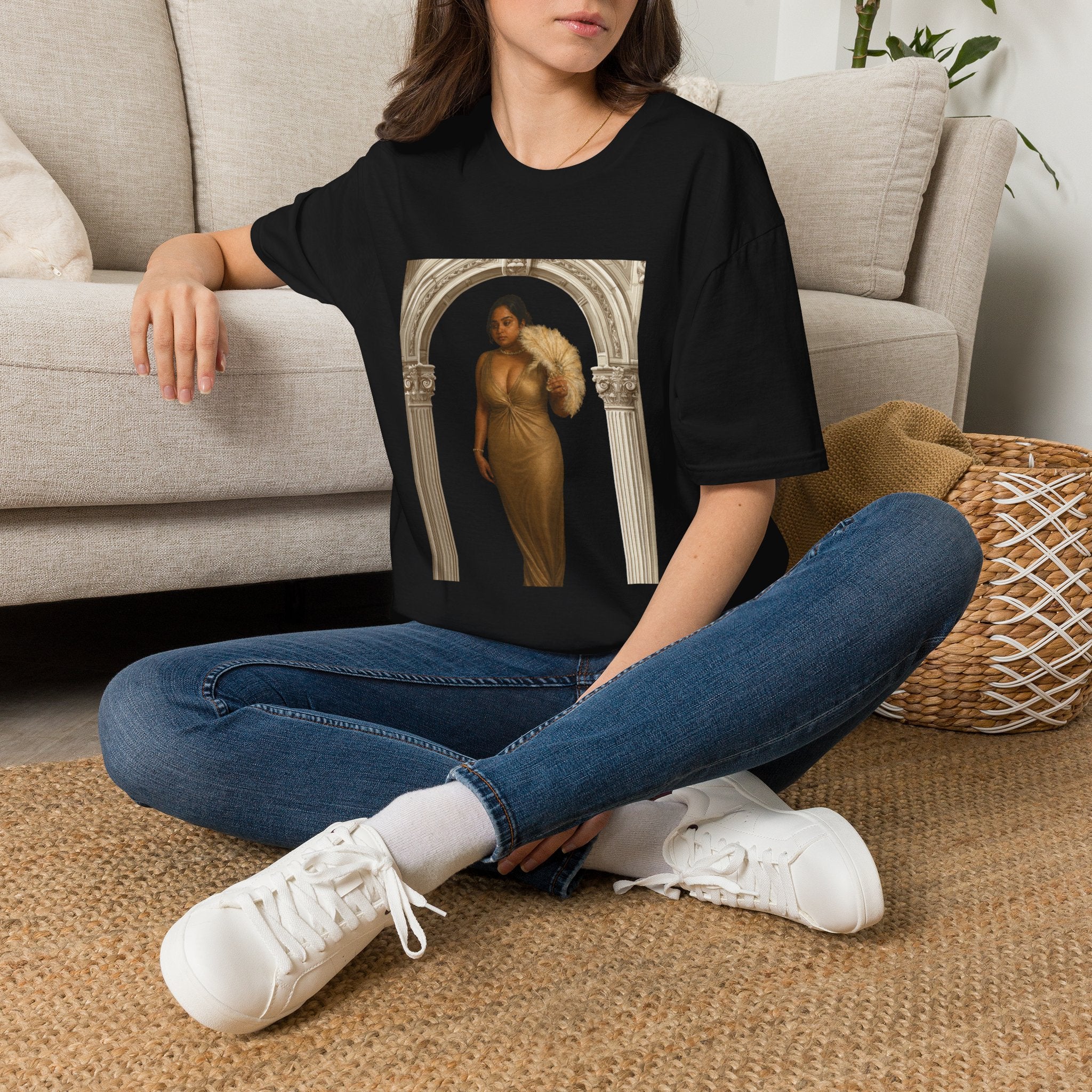 Vintage Arch Portrait T-Shirt — Elegant Woman Art Print