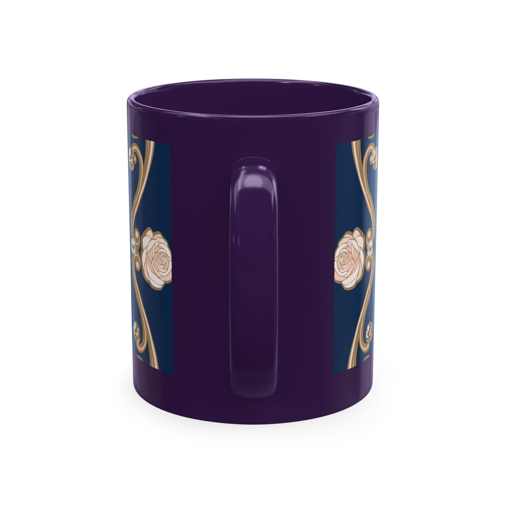 Pearl & Diamond Navy Ceramic Mug — Elegant Vintage Jewelry Design