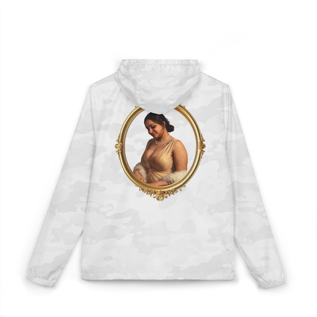 Portrait Frame Windbreaker Jacket — Vintage Painted Woman Print