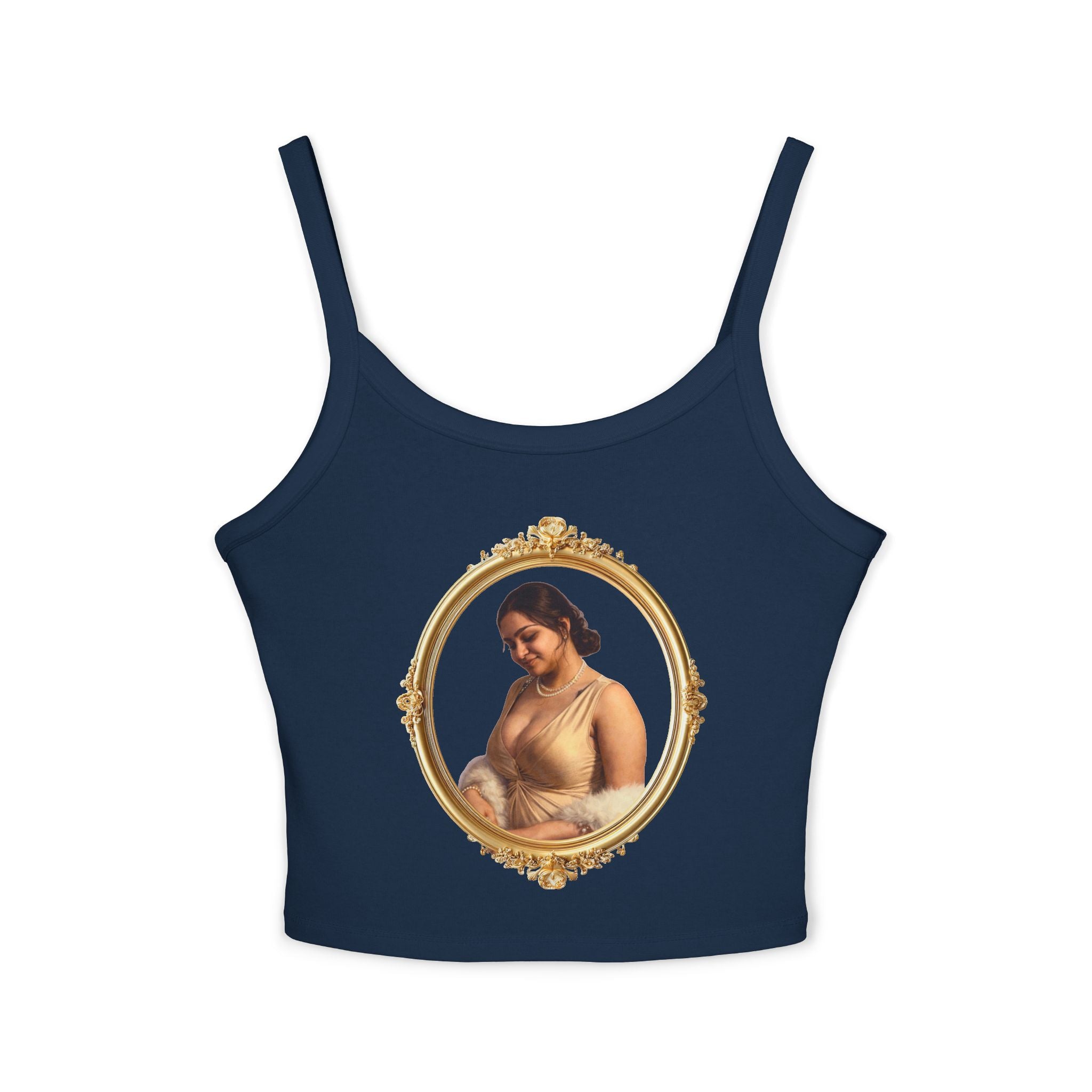 Spaghetti Tank Top — Vintage Portrait Frame with “Love, Always” Handwritten Script