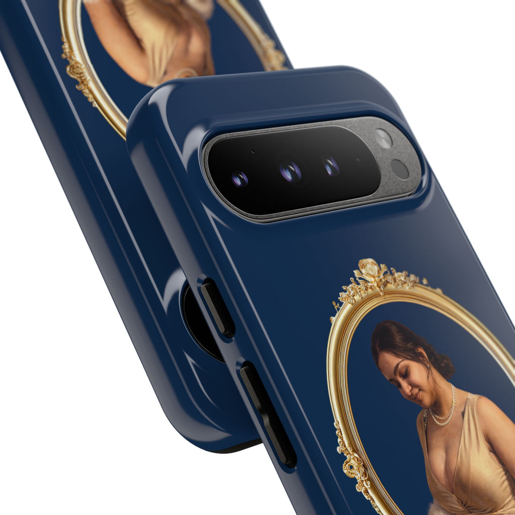 Vintage Portrait Phone Case — Elegant Gold Frame on Navy