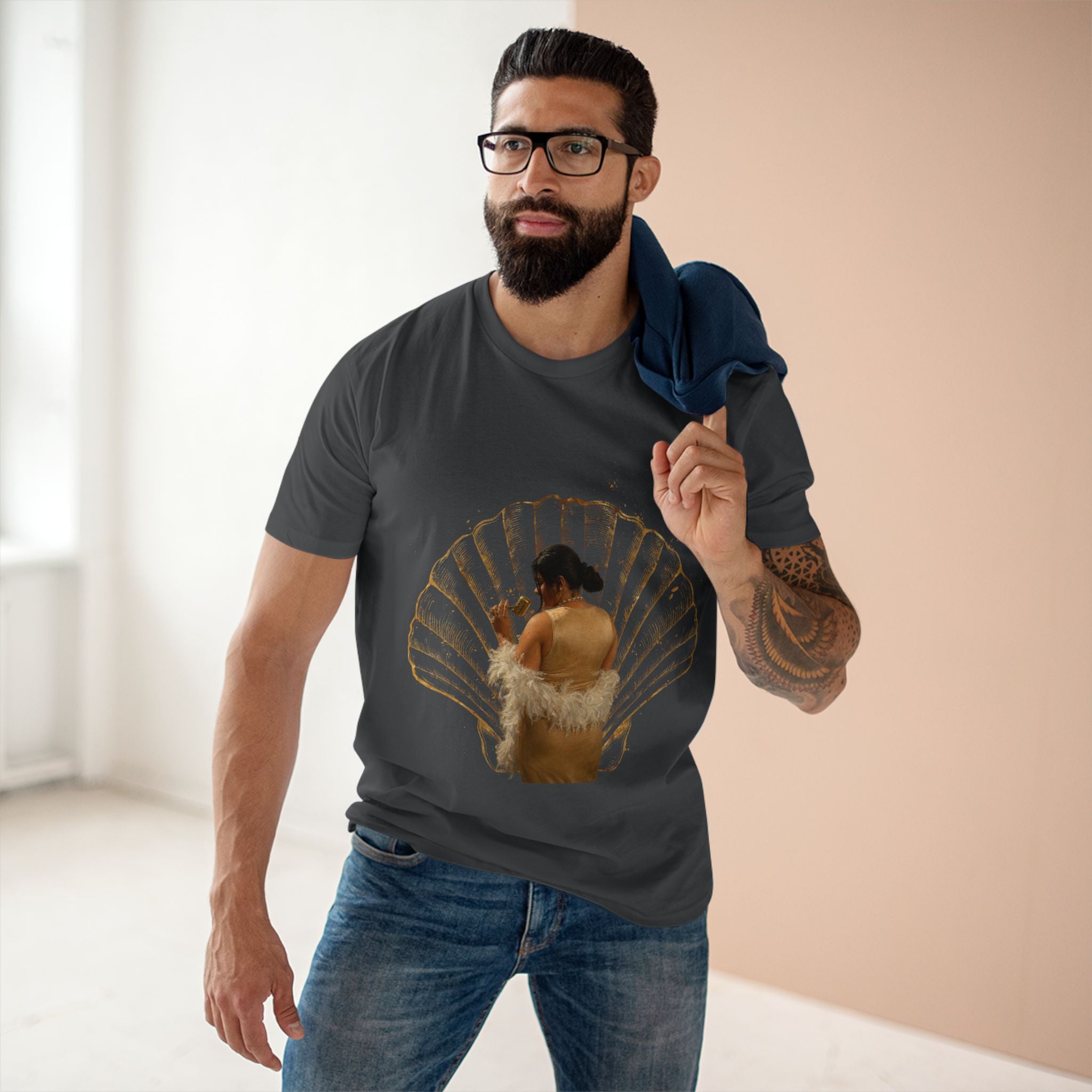 Vintage Vanity Tee — Antique Mirror & Shell Art Graphic T-Shirt