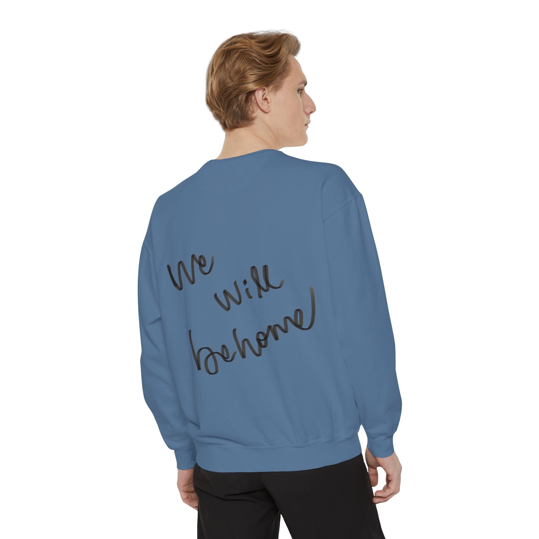 Reclining Muse Sweatshirt — 'We Will Be Home' Retro Art Graphic Crewneck