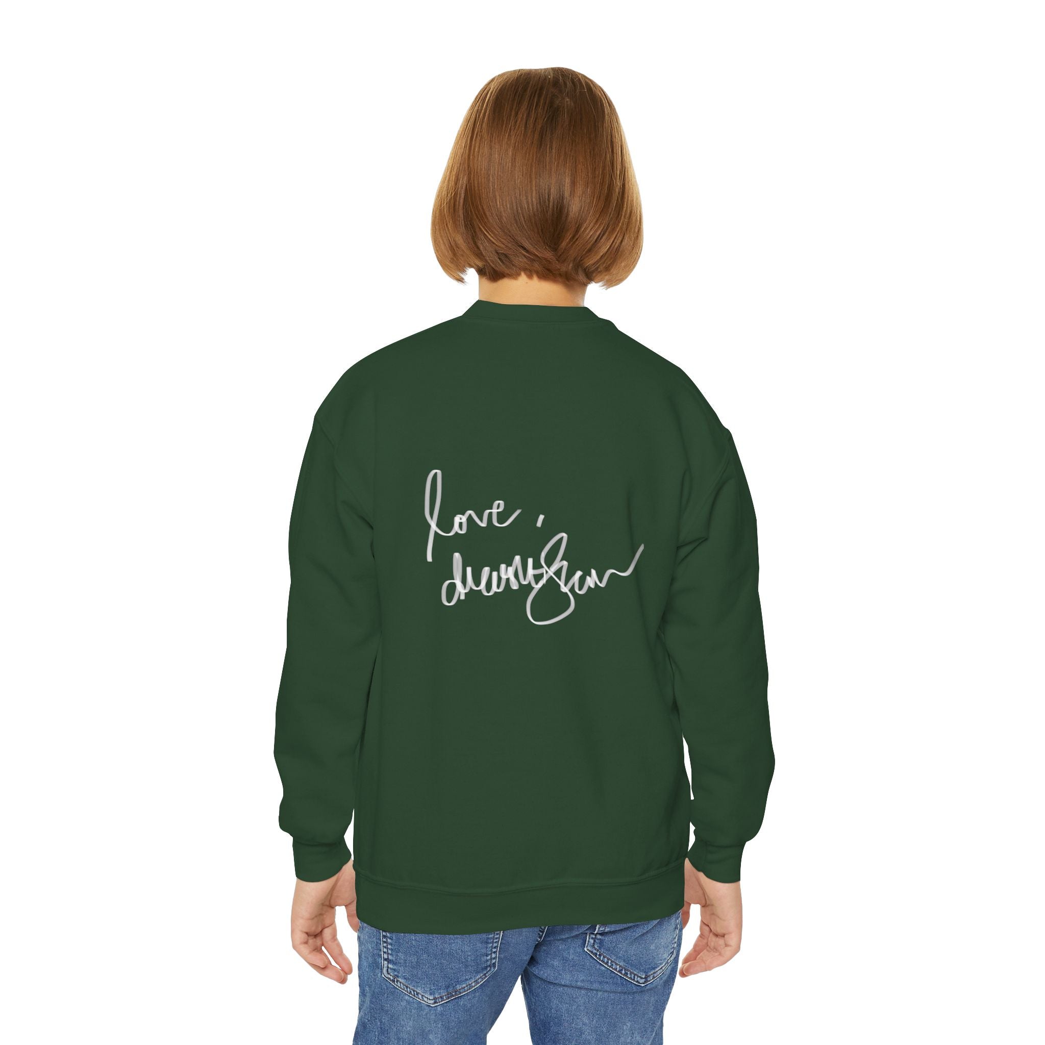 Youth Crewneck Sweatshirt — 'We Will Be Home' Vintage Portrait Graphic