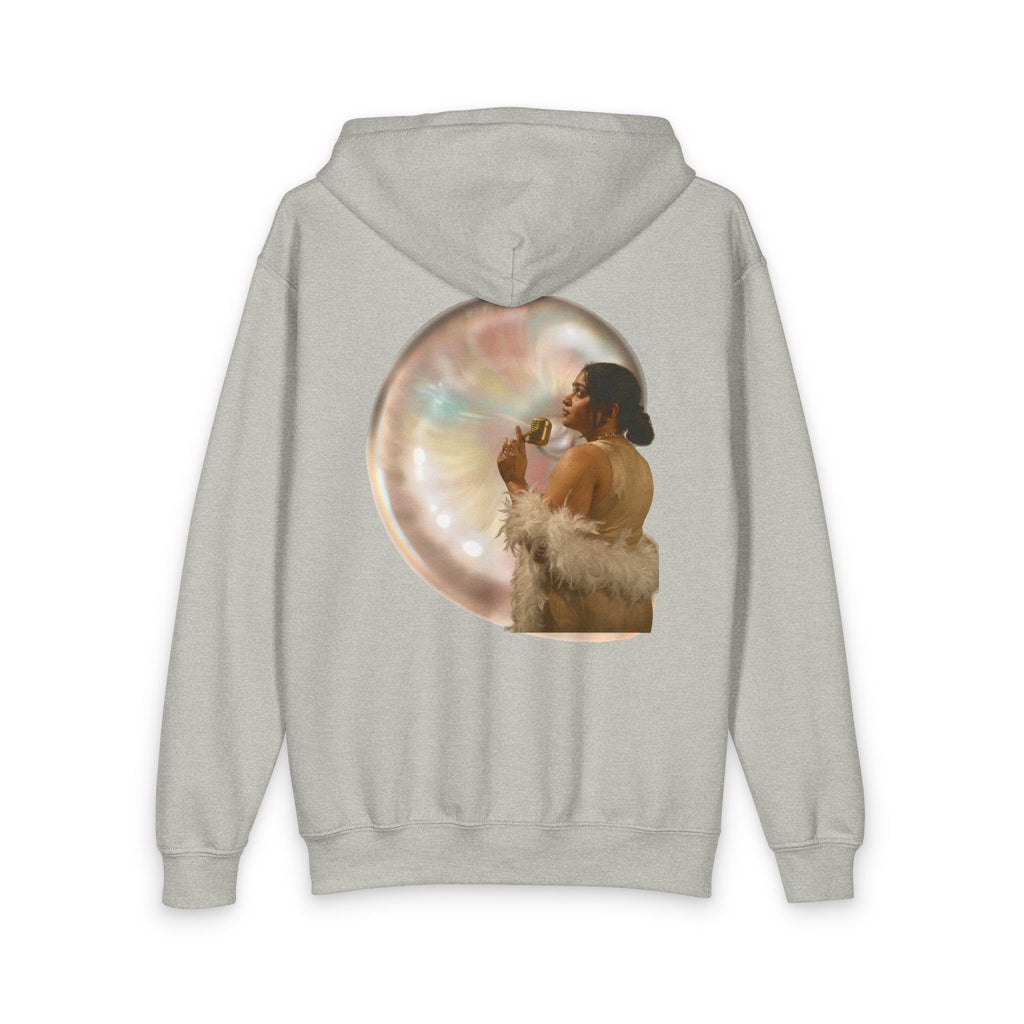 Youth Zip Hoodie with Vintage Bubble Portrait — Cozy Retro Aesthetic