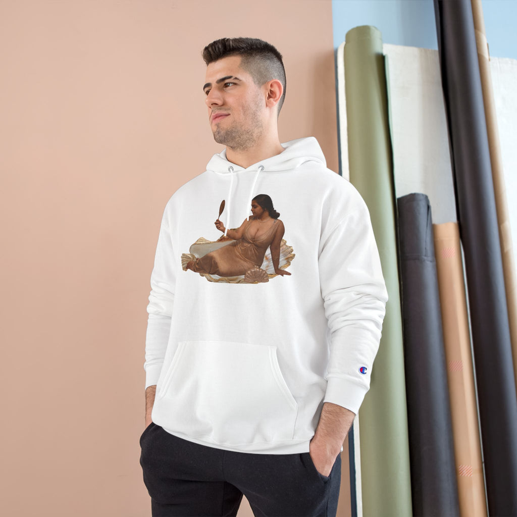 Champion Hoodie — Vintage Reclining Muse Graphic Hoodie with 'love, dunneGaur' Script