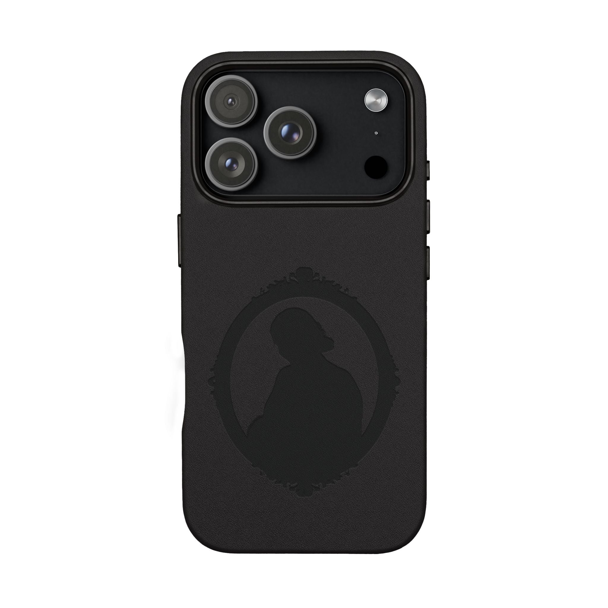 Engraved PU Leather Phone Case — Silhouette Outline Design