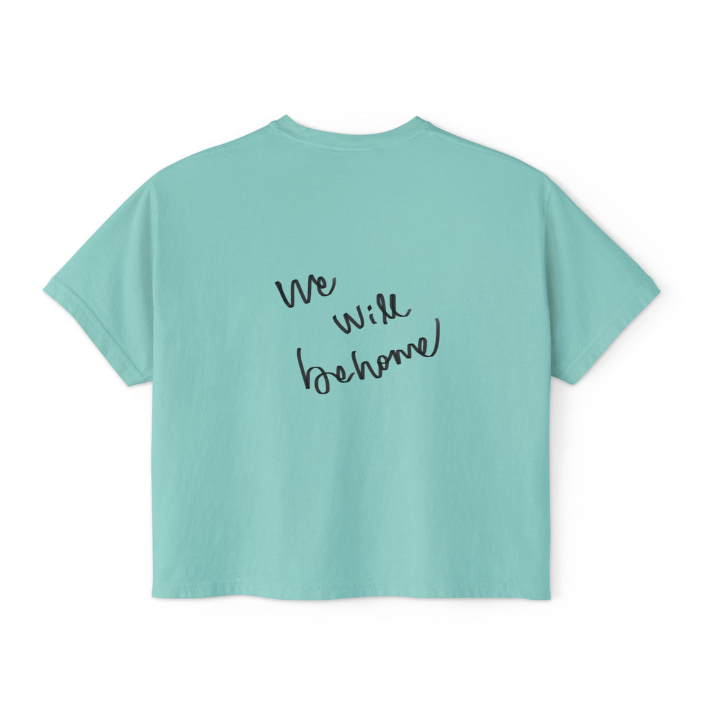 Boxy Tee — 'We Will Be Home' Vintage Angel Art Cropped T‑Shirt
