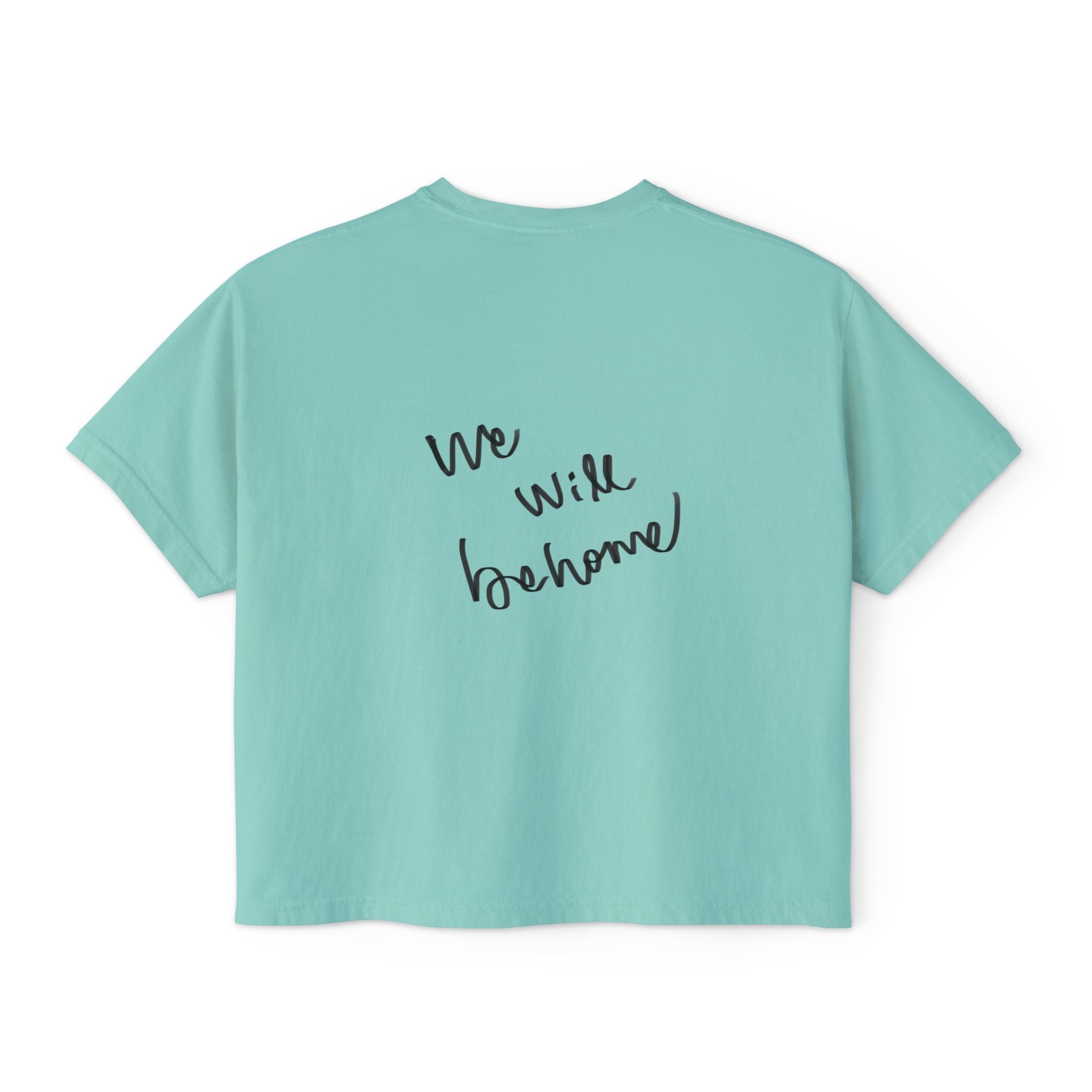 Boxy Tee — 'We Will Be Home' Vintage Angel Art Cropped T‑Shirt