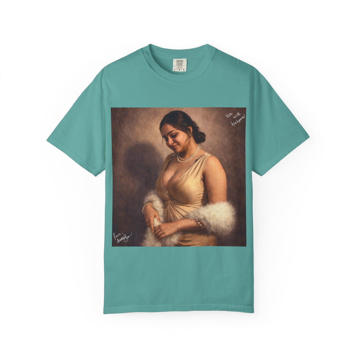 Drashti Portrait Graphic T-Shirt — Vintage Framed Lady Art Print