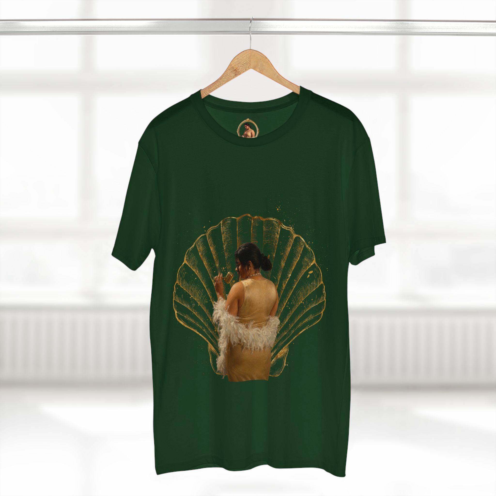 Vintage Vanity Tee — Antique Mirror & Shell Art Graphic T-Shirt