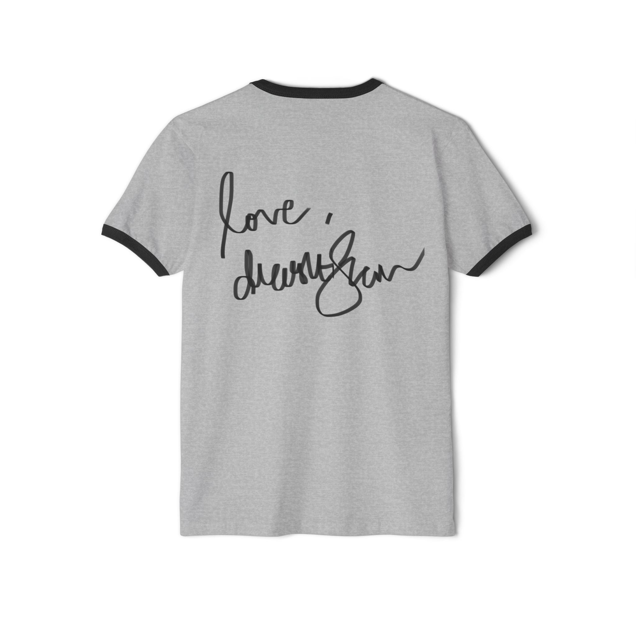 Vintage Glam Ringer Tee — "love, drashti shah" Signature Back