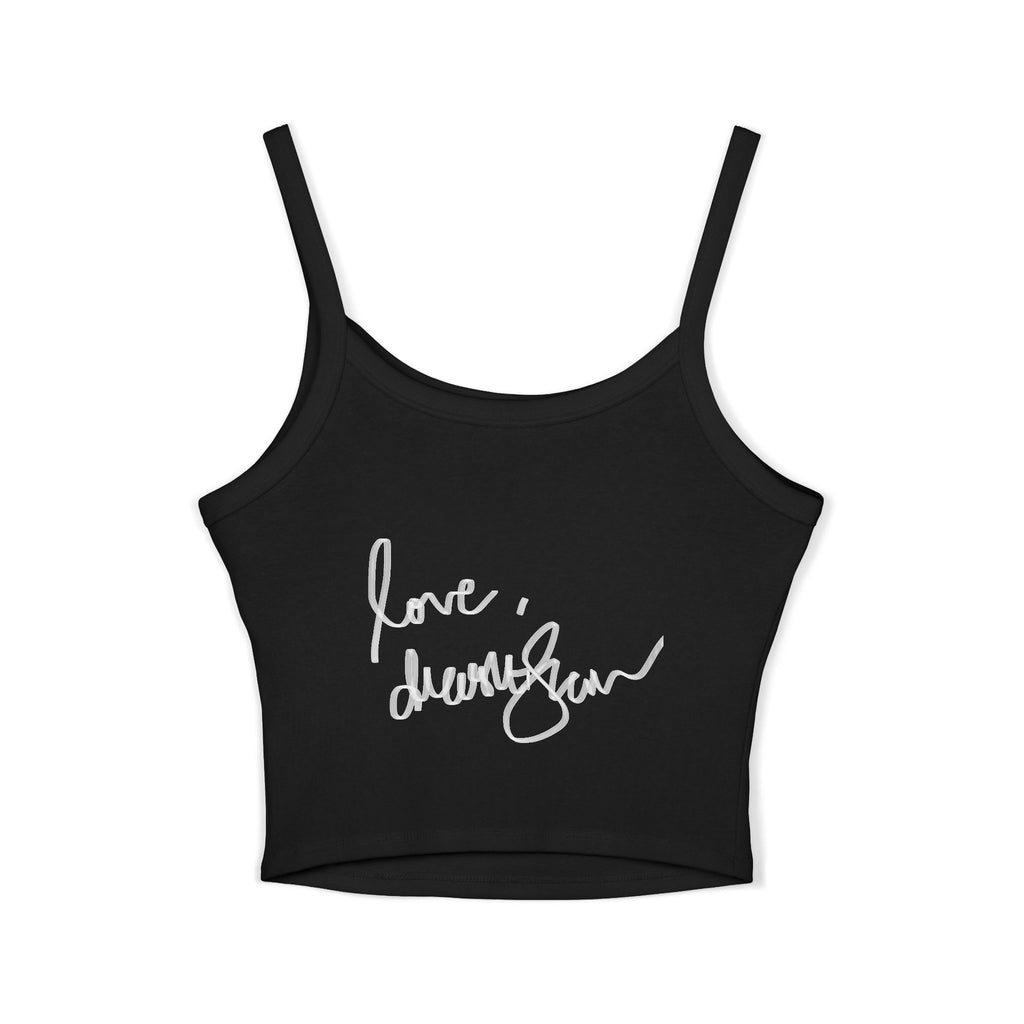 Spaghetti Tank Top — Vintage Portrait Frame with “Love, Always” Handwritten Script