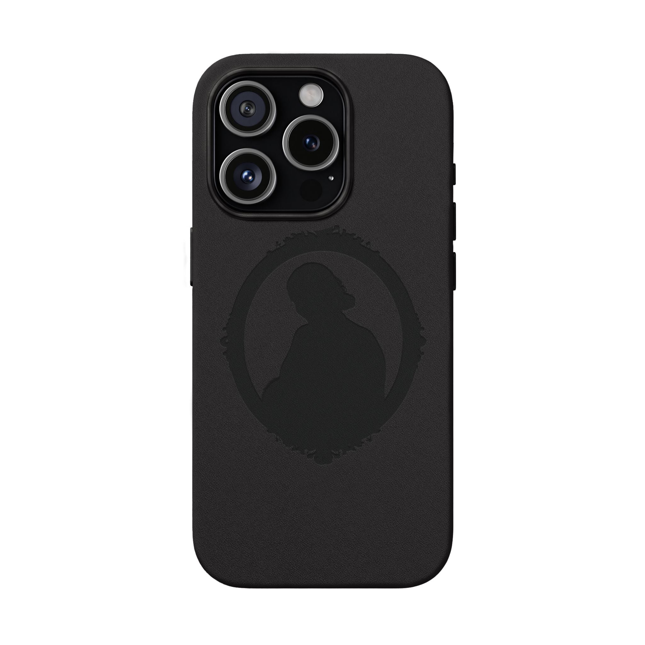 Engraved PU Leather Phone Case — Silhouette Outline Design