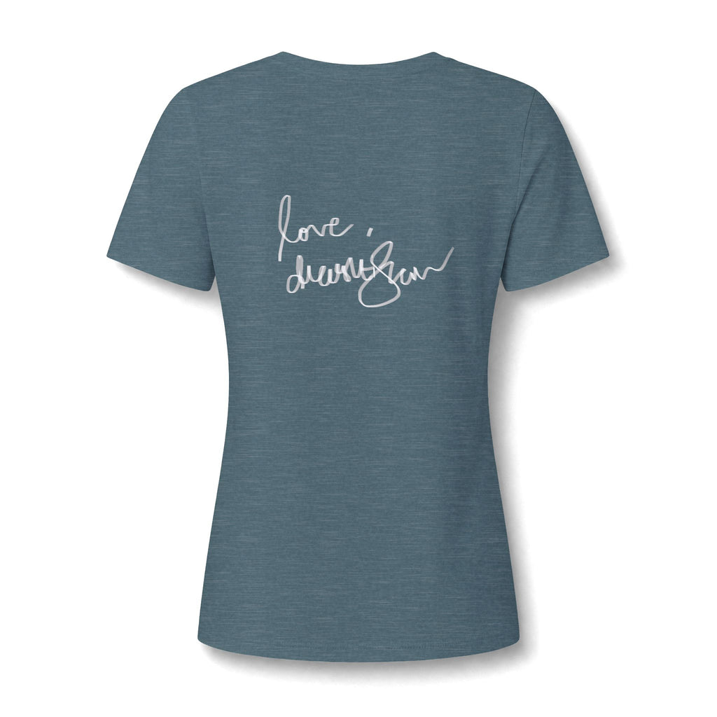 Floral Portrait V‑Neck Tee — Vintage Woman in Magnolia Print