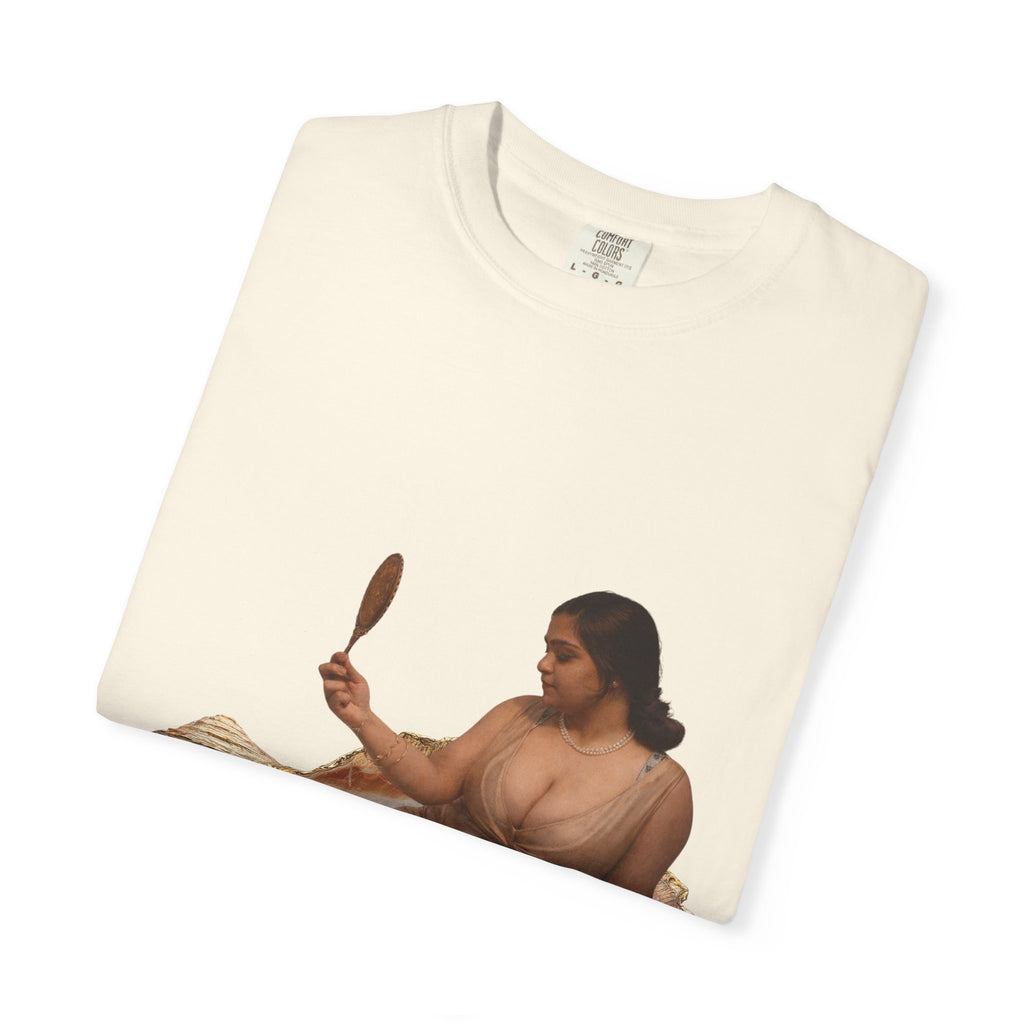 Venus Mirror T-Shirt — Nude Goddess Art Tee with 'Love, [Signature]' Back Print