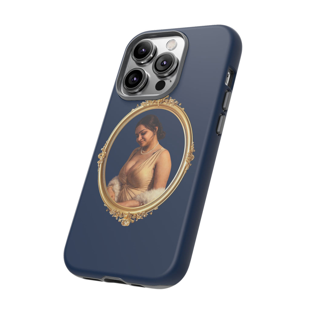 Vintage Portrait Phone Case — Elegant Gold Frame on Navy