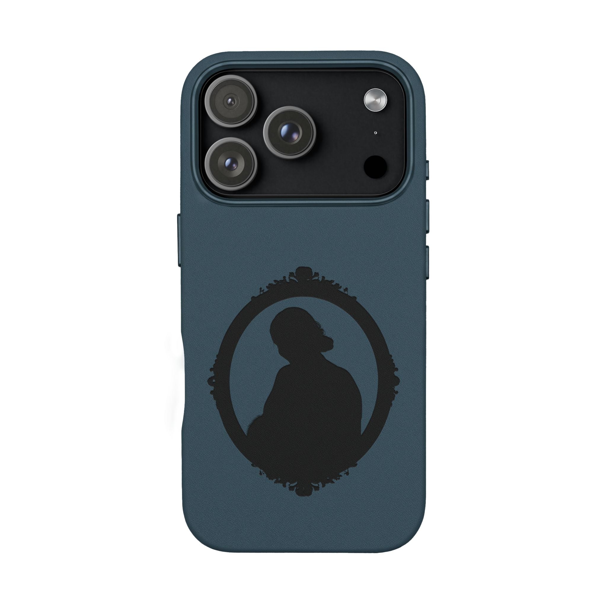 Engraved PU Leather Phone Case — Silhouette Outline Design