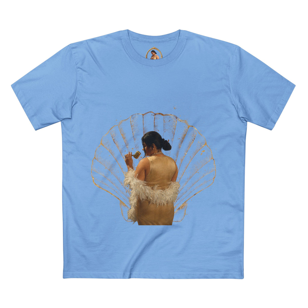 Drashti Vintage Vanity Tee — Antique Mirror & Shell Art Graphic T-Shirt