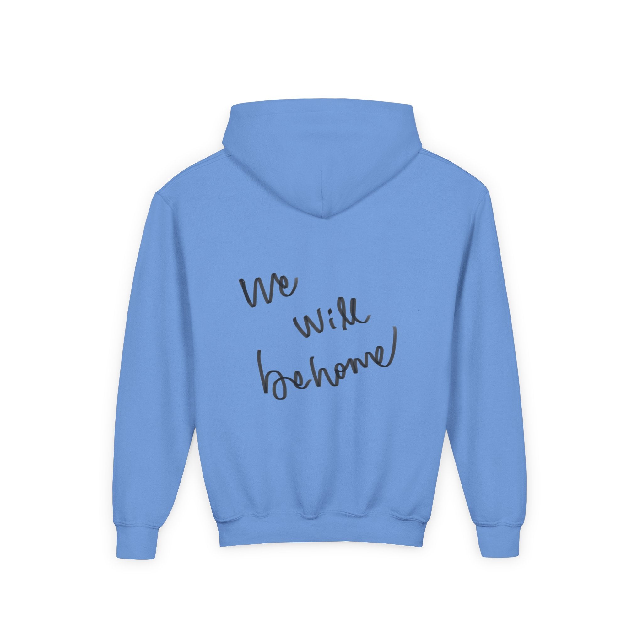 Youth Hoodie — Vintage Dancer Floral Graphic with “We Will Be Home” Back Script