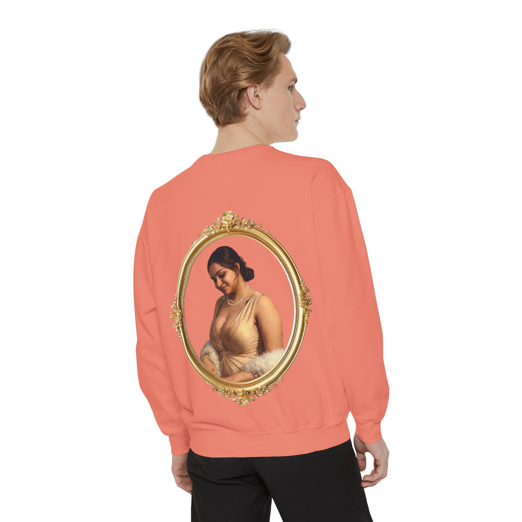 Portrait Sweatshirt — Vintage Frame Elegant Lady Graphic Pullover