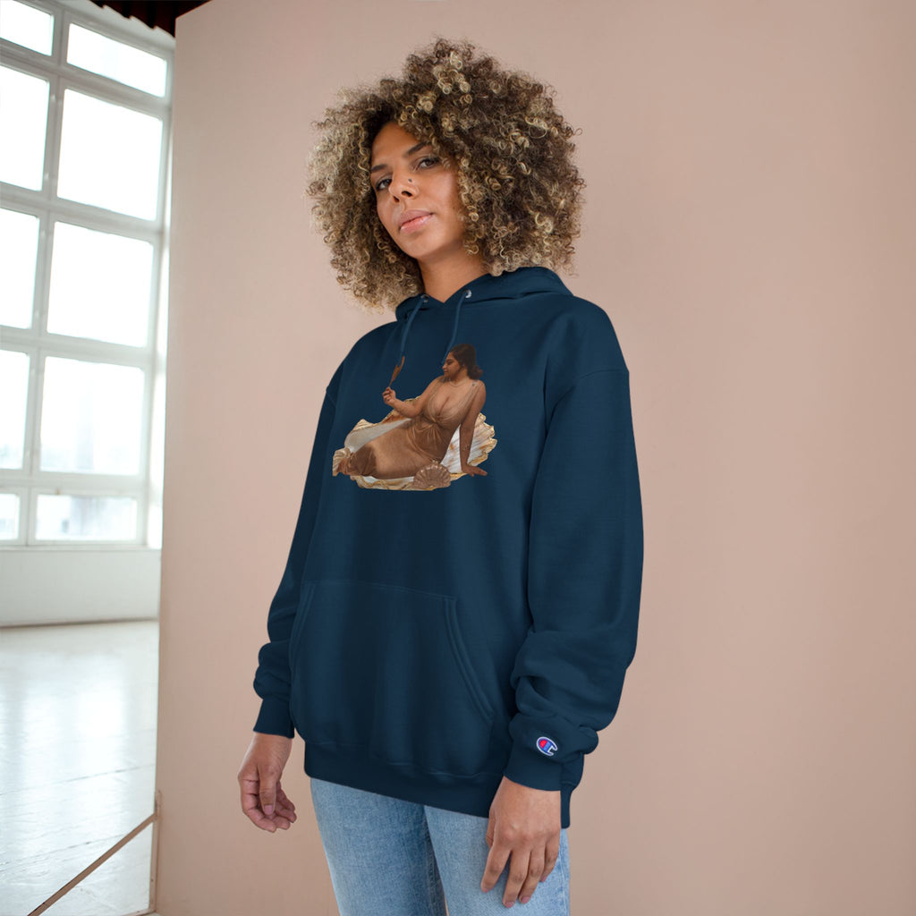 Champion Hoodie — Vintage Reclining Muse Graphic Hoodie with 'love, dunneGaur' Script