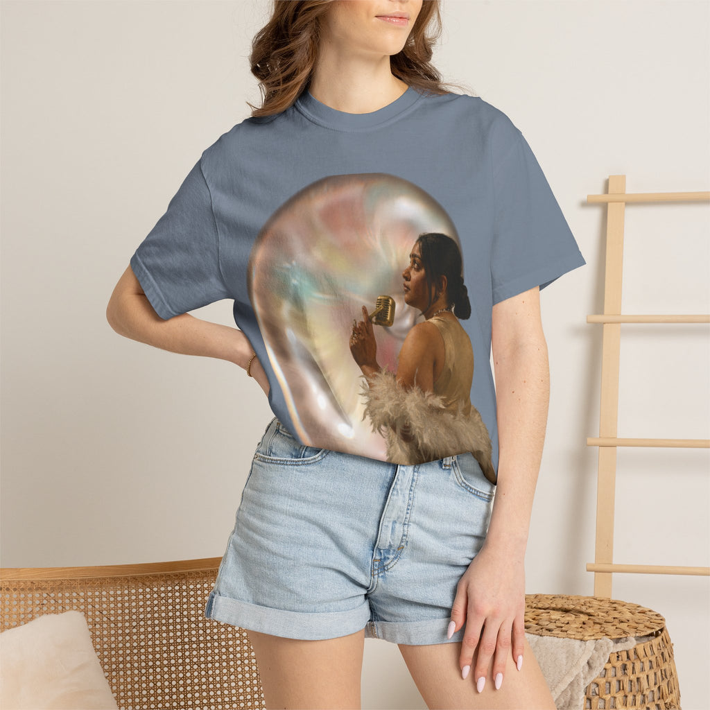 T‑Shirt — Retro Glam Woman with Iridescent Bubble | 'We Will Become' Graphic Tee