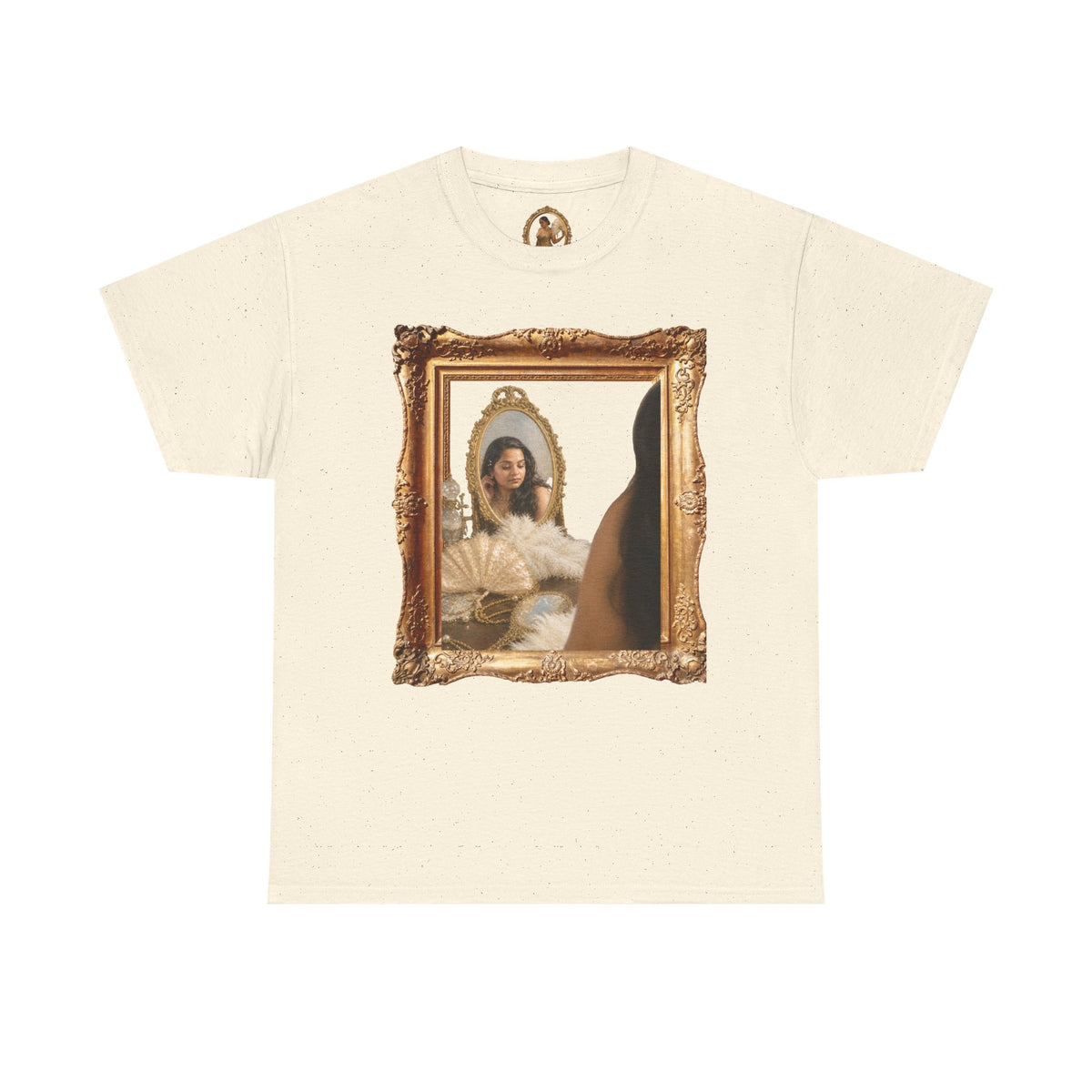 Drashti Portrait Frame Tee — Vintage Mirror Portrait Graphic T-Shirt