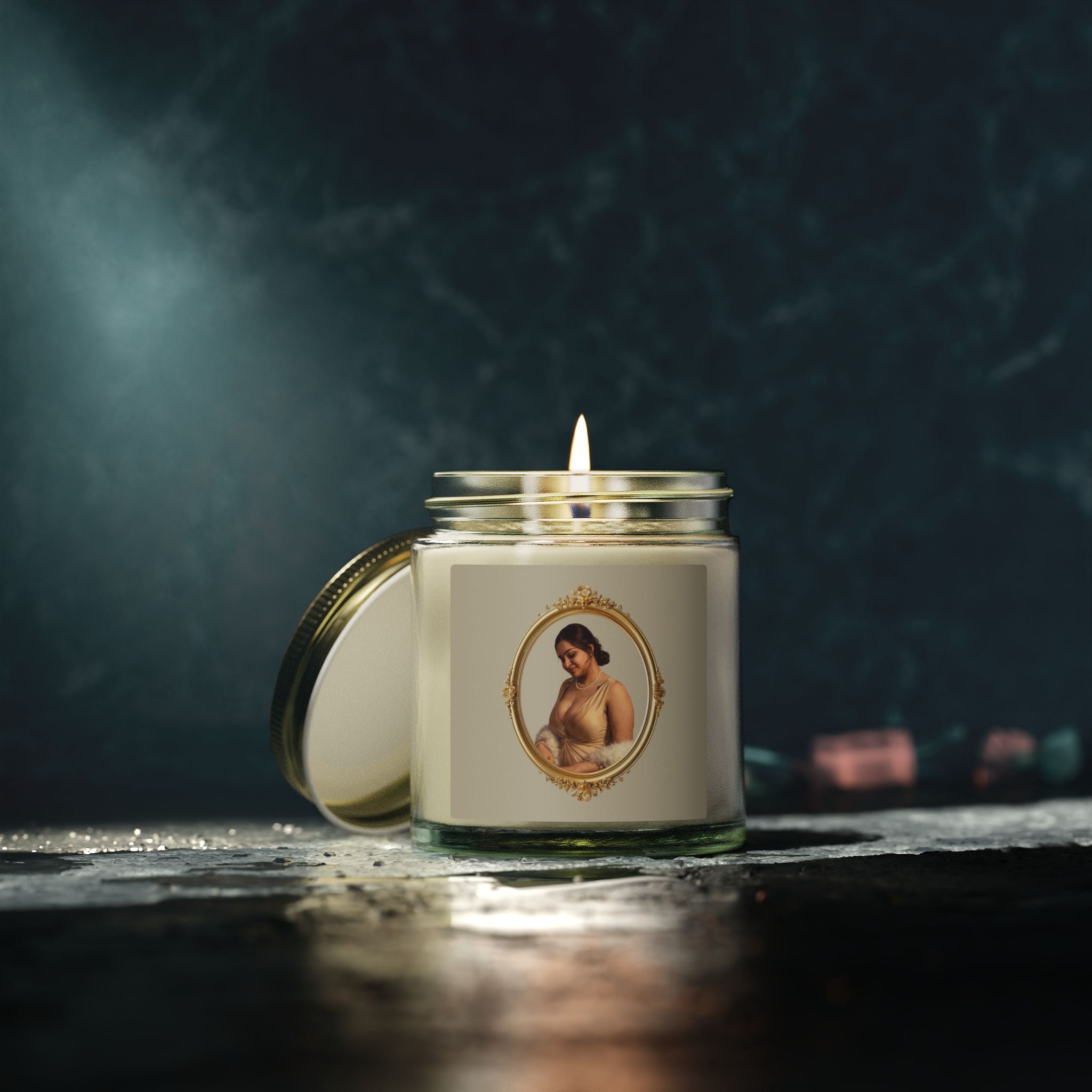 Coconut Apricot Soy Jar Candle — Floral Pearl Design (4oz & 9oz)