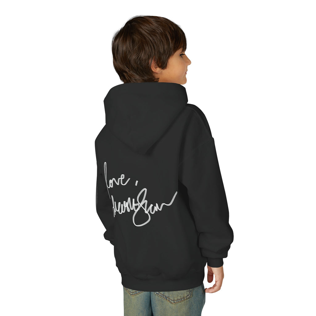 Youth Hoodie — Vintage Dancer Floral Graphic with “We Will Be Home” Back Script