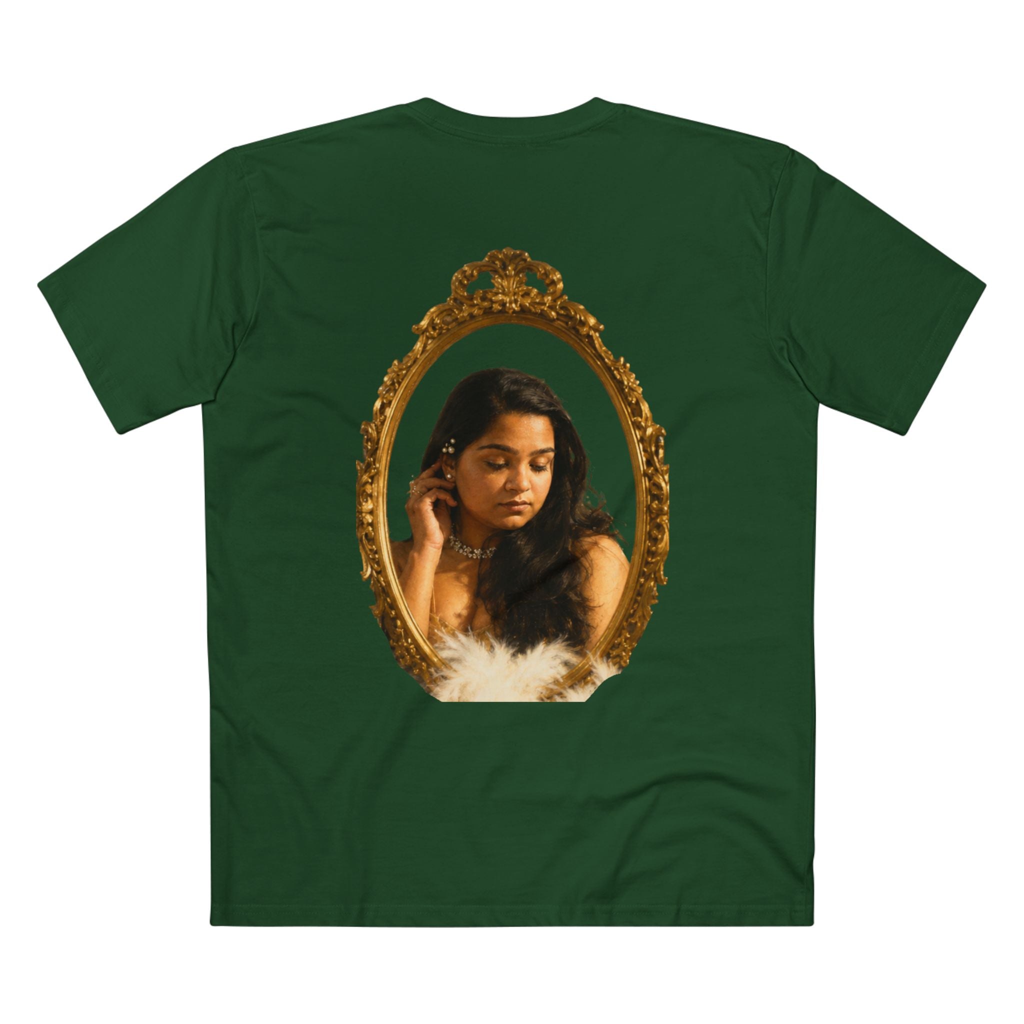 Vintage Vanity Tee — Antique Mirror & Shell Art Graphic T-Shirt