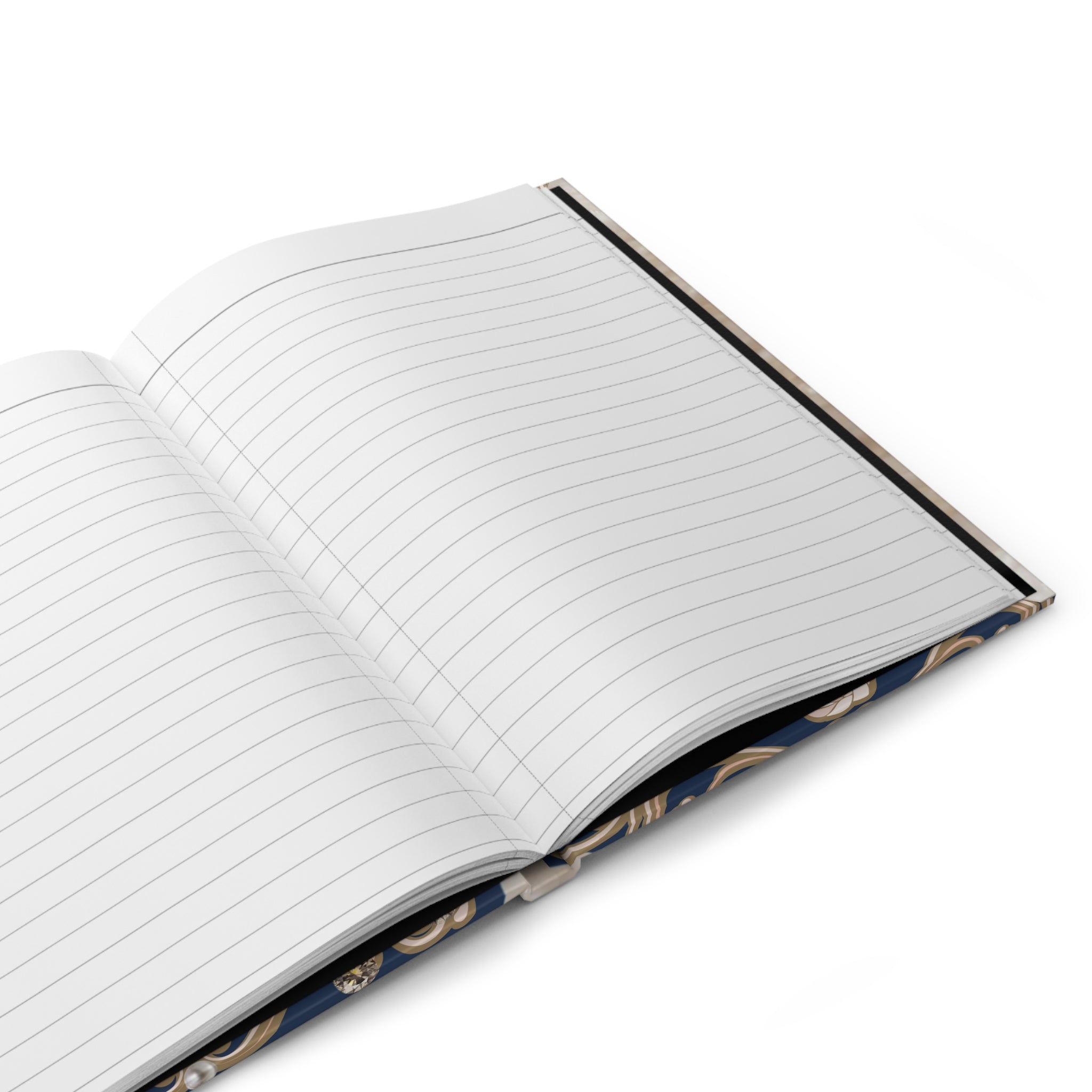 Pearl & Jewel Hardcover Journal — Elegant Navy Floral Notebook